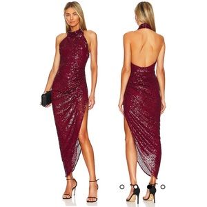 NWT In the Mood for Love Marissa Cocktail Dress Sequins Wine Color Revolve